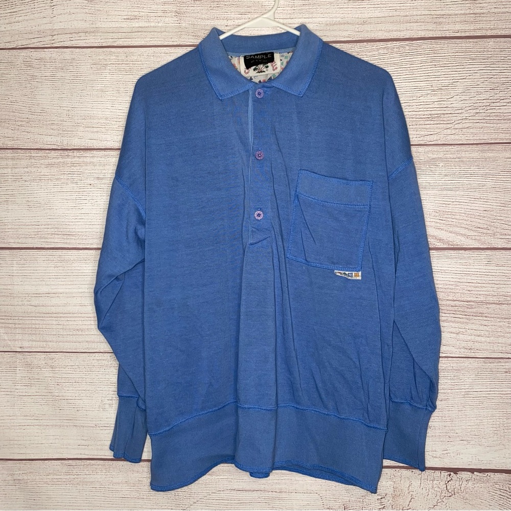 Camp Beverly Hills Vintage Men’s Blue Polo shirt long sleeve- Sample